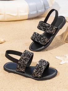 Nuevas sandalias de moda para niños en verano, diseño con lentejuelas, adecuadas para usar en la playa, antideslizantes y versátiles