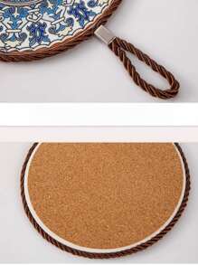 1 Piece/2pcs Ceramic Insulation Mat, Round, Anti Slip, Heat-Resistant Placemat, Perfect Hot Dish Mat, Chic, Daisy Flower, Ceramic Table Mat Heat-Resistant, Easy To Clean Coaster, Can Be Hung And Stored, Nordic Court Style, Retro Style, High-End Sensory Dish, Clay Pot Heat-Resistant, Table Mat