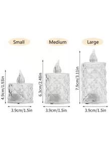 24 piezas de velas LED sin llama con efecto de llama parpadeante, incluye baterías, adecuadas para Navidad, Día de San Valentín, Ramadán, Pascua, bodas, recepciones de bodas (amarillo) - transparente - Ver 12