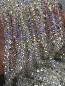 80 Pieces Of 8mm Austrian Quality Shiny Flat Crystal Beads With Holes Suitable For DIY Bracelets And Phone Accessories - Glass Craftsmanship Bead Material