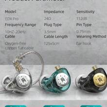 KZ Écouteurs originaux KZ EDX Pro, écouteurs intra-auriculaires de type moniteur, basse, sport, anti-bruit, audio haute-fidélité avec microphone, nouvelle arrivée