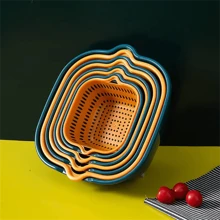 6pcs Double Layer Plastic Colander - Reusable Strainer Basket For Kitchen, Fruits And Vegetable Washing, Household Essentials With Easy Drainage And Space-Saving Design - Kitchen Gadgets And Accessories - Multicolor - View 8