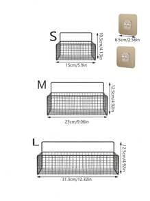 1/2pcs Wall-Mounted Bathroom Storage Rack, No-Hole Bathroom Shelf, Shower Caddy Organizer With Hooks, For Vanity Wall Mount Storage, Bathroom Decor & Accessories, Practical Shelf