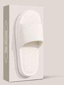 4-Season Men's Fashion Casual Slippers, New Striped Design, Simple White EVA Material, Flat, Comfortable, Anti-Slip, Odor Resistant, Quick Drying Indoor/Outdoor Beach Couple Slippers