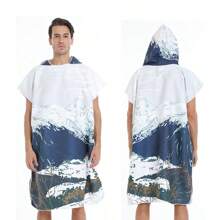 Toalha de Praia Multifuncional de Secagem Rápida e Livre de Areia, Poncho de Surf com Capuz Compacto para Adultos Homens e Mulheres, Roupa de Mergulho com Mangas Ajustáveis para Surf, Natação, Banho, Casamento, Decoração de Casa e Banheiro, Volta às Aulas