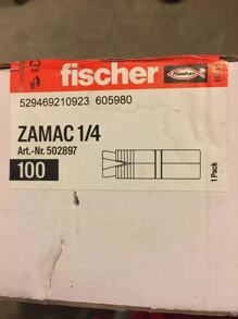Caja 100 pz Taquete De Expansión Zamac 1/4 Fischer 502897 - Plateado - Ver 2