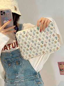 Fashionable, Simple, And Sweet, Printed IPad Bag, Laptop Bag, Notebook Storage Protective Case, Suitable For 11-Inch/13-Inch IPad, Laptop Storage, Ideal For Commuting, Business Trips, And The Top Choice For Gifts For Friends And Colleagues. - Green - View 3