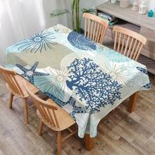 1 件海洋风格现代涤纶矩形/圆形防水桌布，数码印花桌布适用于客厅、户外餐桌、小圆桌 - 彩色 - 查看 11