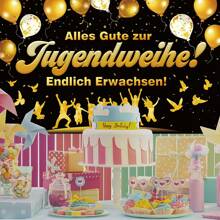 1pc Youth Banner - "Happy Youth Enlightenment, Finally Come Of Age" Polyester Background, With Balloon And Celebratory Design, Suitable For Room And Garden Party Decoration