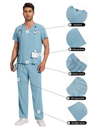 手术服男士手术服护理套装上衣+裤子套装男士手术服美容院工作服医院手术服套装
