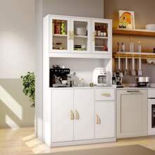 VOWNER Mueble de cocina VOWNER 100 x 40 x 181 cm, aparador de cocina, vitrina, armario alto, mueble aparador con estantes regulables
