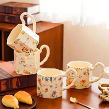 1pc 陶瓷杯，清新田园风，可当咖啡杯、冷水杯、牛奶杯，是母亲节或其他节日的理想礼物，适合居家使用或作为礼物赠送他人。