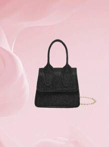 1pc Fashionable And Stylish Handbag, Simple Crossbody Bag, Casual Small Square Bag, Shoulder Crossbody Bag, Sweet Princess Style Solid Color Handbag Small Square Bag, Fashionable Chain Shoulder Strap, Suitable For Girls To Attend Parties, Daily Use, Sequins Casual Simple Personalized Fashion And Stylish Texture Crossbody Shoulder Handbag Small Square Bag