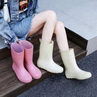 新款时尚女士中筒雨靴防滑耐磨可爱户外水鞋套鞋四季保暖水靴