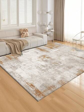 1 件灰色地毯，现代简约风格，1000g/M² 水晶天鹅绒客厅地毯，矩形，防滑，可洗短绒软地毯，家居装饰，卧室，厨房，餐厅，办公室，四季皆宜