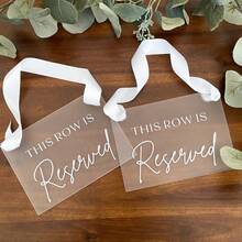 1pc This Row Is Reserved Sign For Wedding Ceremony, This Seat Is Reserved Sign, Reserved Row Acrylic Sign For Chair, Acrylic Reserved Seat Sign - Multicolor - View 3