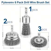6 Packs ProMaster Drill Wire Brushes, 1/4" Hex Shank, Carbon Steel, Rust Removal & Polishing, Efficient For DIY, Mechanics, Homeowners