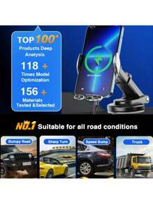 YITUMU YITUMU Wireless Car Charger Holder, 15W Fast Car Phone Holder Wireless Charging Automatic Clamping, Compatible With Iphone 14 13 12 11 Pro Max Xs, Galaxy S21 S20, S10+ S9+ Note 9, Etc… Car Accessories