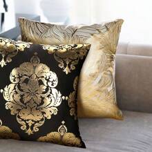LAPONO Cushion Covers Velvet 4 Packs, 45x45 Cm Square Throw Pillow Case Soft Sofa Pillowcases Modern Line Decorative With Invisible Zipper For Couch Livingroom Bedroom Home (Black White)