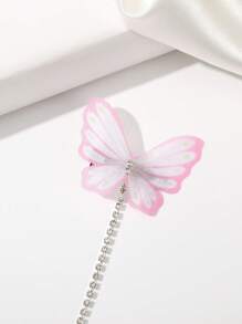 2 piezas Pasadores de cabello con cristal, borla y diseño de flor y mariposa, adecuado para uso diario como joyería para el cabello