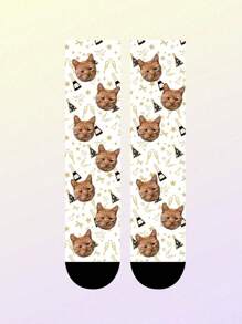 1 paire de chaussettes décontractées imprimées d'animaux drôles et mignons, respirantes, avec motif personnalisé