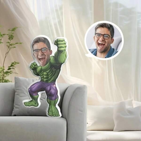 Personalisiertes Fotokissen - Design mit Superheld, kuschelige Plüsch Polyester Zierkissen für Sofas, perfektes Geschenk für Geburtstage, Weihnachten, Valentinstag, Muttertag und Vatertag
