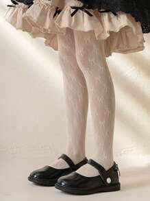 1 双蝴蝶结网眼女童紧身裤，适合 2-12 岁儿童，夏季