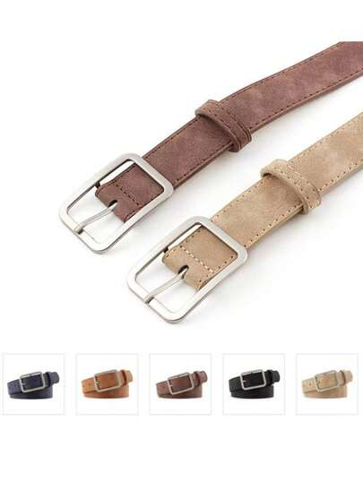 1pc Women's Square Buckle PU Leather Vintage Style Belt, Suitable For Jeans, Pants, Dresses, Daily Accessory Summer, School Fall, Autumn, Halloween