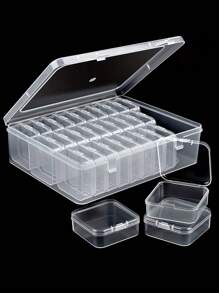 30pcs/Set 5.5cm Small Square PP Transparent Plastic Storage Boxes, Suitable For Storing Jewelry, Cosmetics, Nail Art, DIY Crafts And Other Small Items