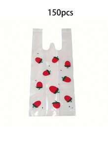 50/100/150 件草莓包装袋、外卖袋、手提袋，适用于面包、水果、甜点、食品、服装、一般购物、家庭烘焙用品 - 彩色 - 查看 9