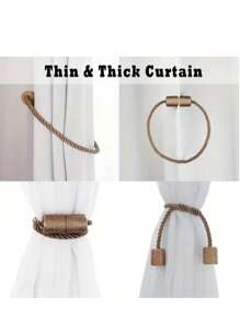 2 Pieces Retro Style Magnetic Curtain Tie-Plastic Elegant Rope Tie-Strong Magnetic Curtain Clip, Suitable For Living Room, Bedroom, Home And Office.