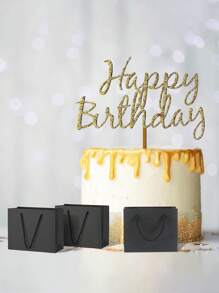 10 Sacs en papier kraft noir avec poignées, sacs cadeaux noirs, sacs cadeaux de couleur unie, petits sacs de shopping portables mini pour boutique, sacs de faveur de mariage et de fête, baby shower, anniversaire, sacs cadeaux, sacs pour demoiselles d'honneur, fête des mères, remise des diplômes
