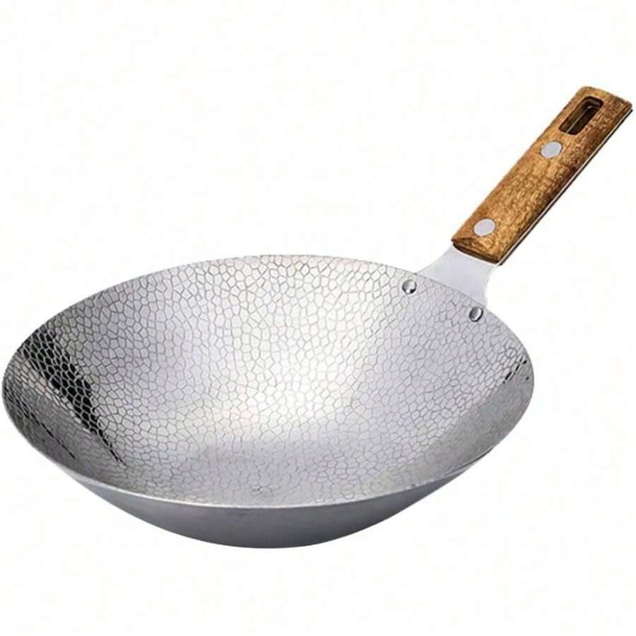 Kichvoe Wok De Acero Inoxidable Sartén Para Freír Sartén Para Freír Olla De Cocina Doméstica Con Asa Cocina Japonesa Utensilios De Cocina Tradicionales Antiadherentes De 24Cm - 1 - Ver 1