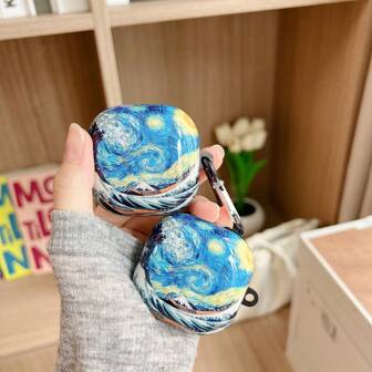 Galaxy Buds Art Case Starry Forest Oil Painting Design för Buds 2/Pro/Pro 2/Live/FE, reptåligt och halkfritt grepp