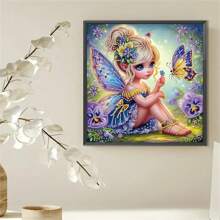 Kit de pintura de diamantes con forma especial de Mariposa hada con cristales de diamantes de imitación, decoración de arte de pared de lienzo DIY, sin marco, patrón, cristales de imitación