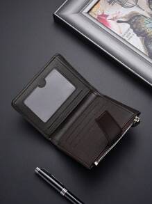 SHABILI 超薄男士钱包时尚新款多卡位短款竖款钱包软皮商务青年男士钱包迷你钱包钱夹男式钱包真皮小钱包钱夹 - 香檳色 - 查看 5