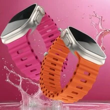 Solid Color Sports Silicone Loop Band Compatible With Apple Watch Ultra/SE/Series 1-10, Adjustable & Replaceable With Safety Buckle, Fits 38mm-49mm Models, Unisex Watch Band Accessory - 49/46/45/44/42mm - View 8