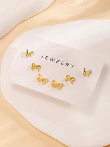 6pcs/Set Delicate Butterfly Shaped Stud Earrings Fashion Versatile For Daily Wear