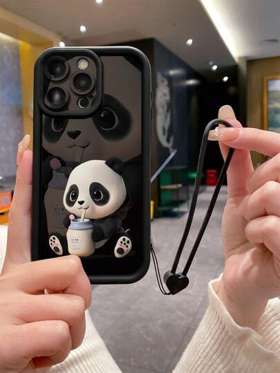 1pc Cute Panda Design Phone Case With Micro-Hole Camera Protection, Shock-Proof, Compatible With IPhone 11 Pro Max, 12 Pro Max, 13 Pro Max, 14 Pro Max, 15 Pro Max, 16 Plus, 16 Pro Max, Redmi, OPPO/Realme, VIVO, Infinix, Honor, MOTO, One Plus Waterproof Anti-Fall Scratch Resistant