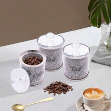 SENDERPICK Juego de 3 recipientes para azúcar, café y té - Recipientes con tapas de cristal espejado - Cristal brillante - Cristal espejado - Recipientes con tapa para azúcar