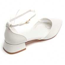 Fashionable Versatile Minimalist Pointed Toe Low Heel Sandals - White - View 4