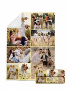 1pc Custom Flannel Photo Blanket For Bed, Multipurpose Living Room Sofa Outdoor Beach Camping Pet, Personalized Family/Pet/Couple Photo Printed Bedding Blanket, Personalized Christmas Gifts, Mother's Day/Father's Day Gift, Family Gift, Birthday Gifts, Gift For Friend, Gift For Her, Gift For Mom/Dad,For Office