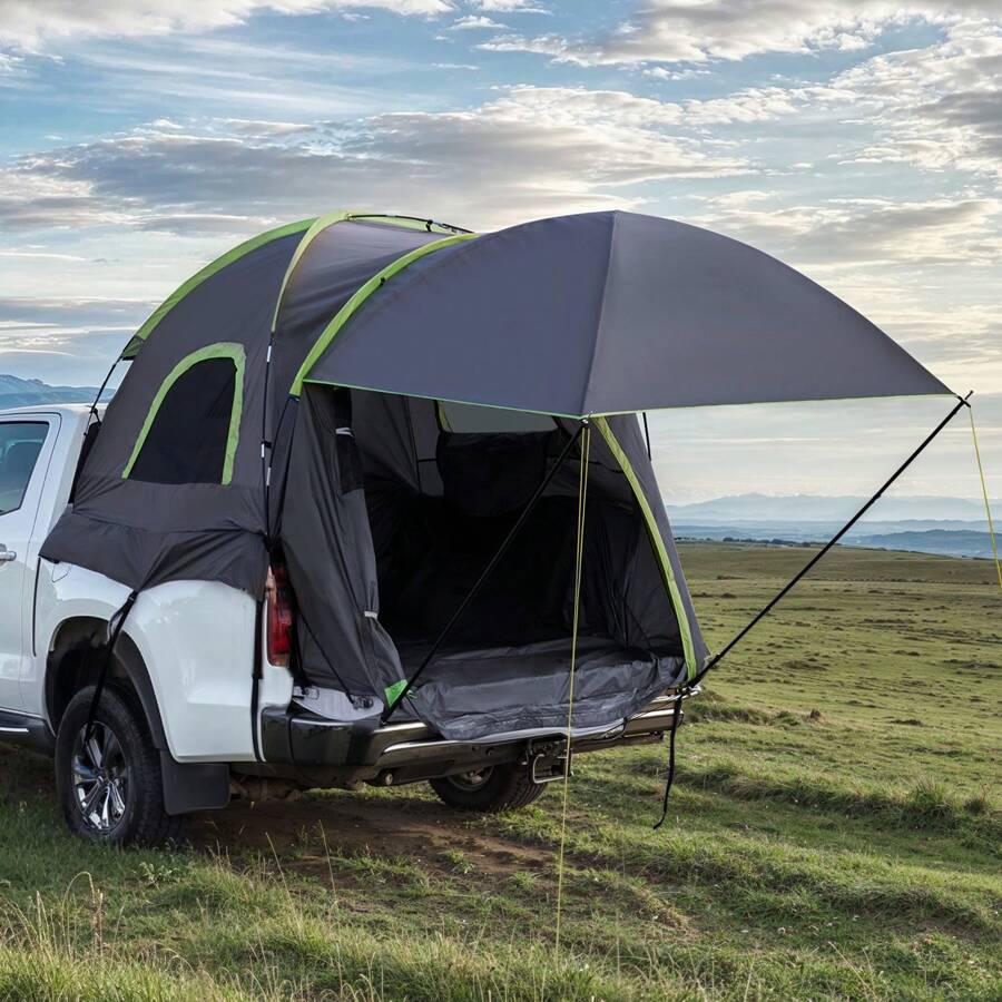 Pickup Truck/SUV Tent, Fits 5.0-10 Ft Truck Tents For Camping, Waterproof PU2000 2-8 Person Sleeping Truck Bed Tent, Sturdy Truck Bed Camper Shell With Expandable Awning, Rainfly, Storage Bag - Truck 5.0-5.2 ft 2-3 Person - 查看 1