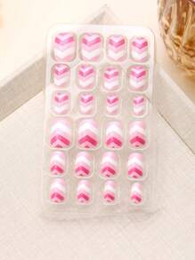 (168pcs 7 Packs) And (24pcs 1 Pack) Kids Acrylic False Nails Press-On Pre-Glued Full Cover Glitter Cute Daily Simple Polka Dots, Flowers, Hearts, Pandas, Strawberries And Other Elements Short Kids Stick-On False Nails Set For Kids Little Girls - Cute Simple Themenail Drill