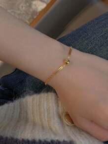 1pc S925 Pulseira de corrente de contas de prata esterlina, design elegante e versátil, adequada para uso diário feminino, presente para feriados