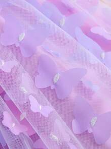 1件装 少女可爱优雅甜美薄纱蝴蝶渐变色吊带蓬蓬裙，适合生日、节日、庆典等派对正式场合，四季皆宜