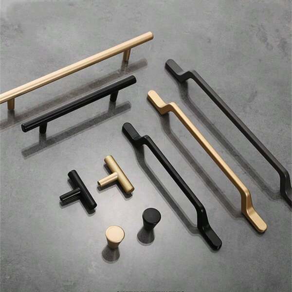 1 Piece Of Modern Minimalist Aluminum Alloy, Gold/Black Handle Drawer, Wardrobe, Nightstand, Locker, Door Handle, Furniture Hardware
