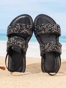 Nuevas sandalias de moda para niños en verano, diseño con lentejuelas, adecuadas para usar en la playa, antideslizantes y versátiles