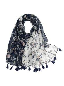 FADZOYLE 1pc Chic Leopard Floral Printed Boho Scarf Fashion Fringed Large Shawl And Wraps All Season Spring For Women Hijab Head Wrap Bandana Beach Cover Up Sarong Turbans Soft Lightweight Scarves Fall Winter Daily Use Travel Gift - Printed Scarf - View 11