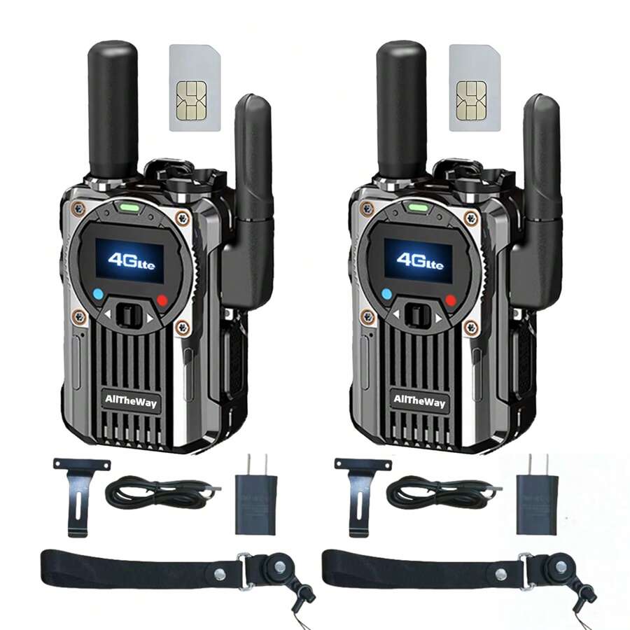 Rapid Radios Unlimited Range Global Walkie Talkie Nationwide 4G Ptt Two Way Radios With FM Radio, SOS Alarm Long Range Radio For Group Communication, Family(2pcs With SIM Cards)